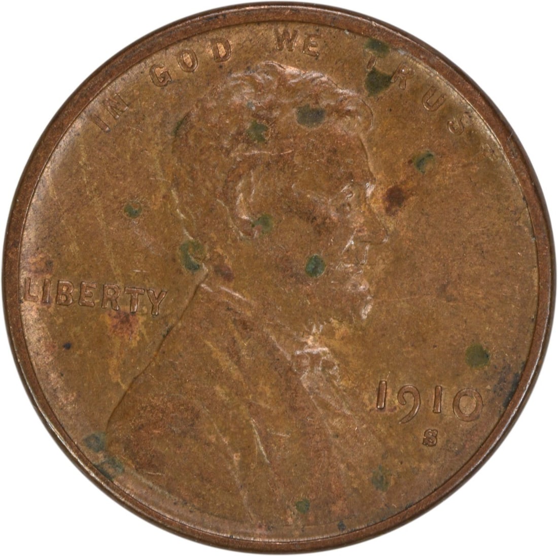 1910-S Lincoln Wheat Copper Small Cent AU Uncertified: 1910-S Lincoln Wheat Copper Small Cent AU Uncertified This is a 1910 Lincoln Wheat Cent from the United States, minted in San Francisco. The coin is composed of copper and is in About Uncirculated (AU