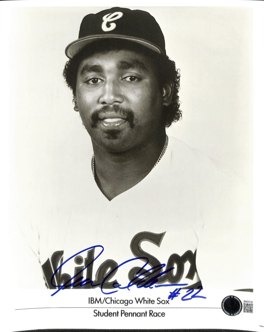 Beckett Authenticated Ivan Calderon White Sox 8x10 Signed Photo: Beckett Authenticated Ivan Calderon White Sox 8x10 Signed Photo This is an 8x10 black-and-white photograph of Ivan Calderon in his Chicago White Sox uniform, hand-signed in bold blue ink. The photo fe