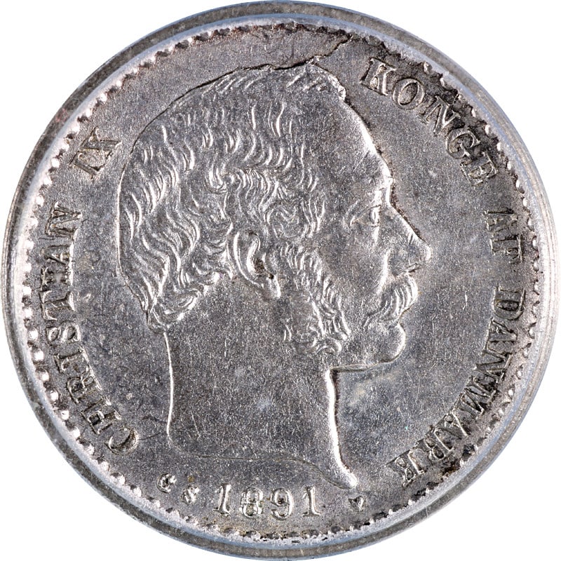 1891 Denmark Ten 10 Ore Coin ICG MS62 Certified: 1891 Denmark Ten 10 Ore Coin ICG MS62 Certified This 1891 Ten (10) Ore coin from Denmark is a certified collectible, graded MS62 by ICG. The coin is in uncirculated condition, showcasing its historica