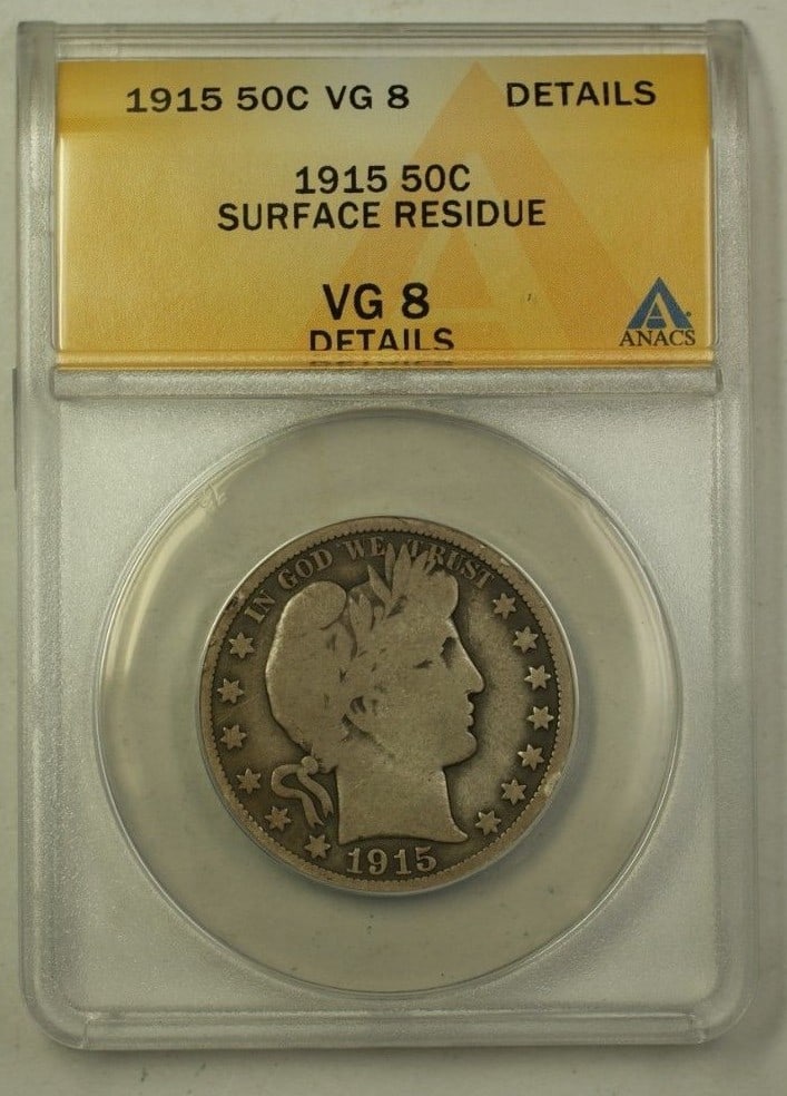 ANACS VG-8 1915 Barber Half Dollar Silver 50C Philadelphia (1 of 2)