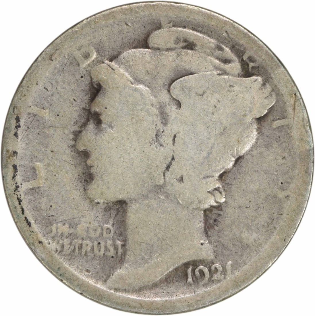 1921 Mercury Dime 10C G Uncertified 90% Silver (1 of 2)