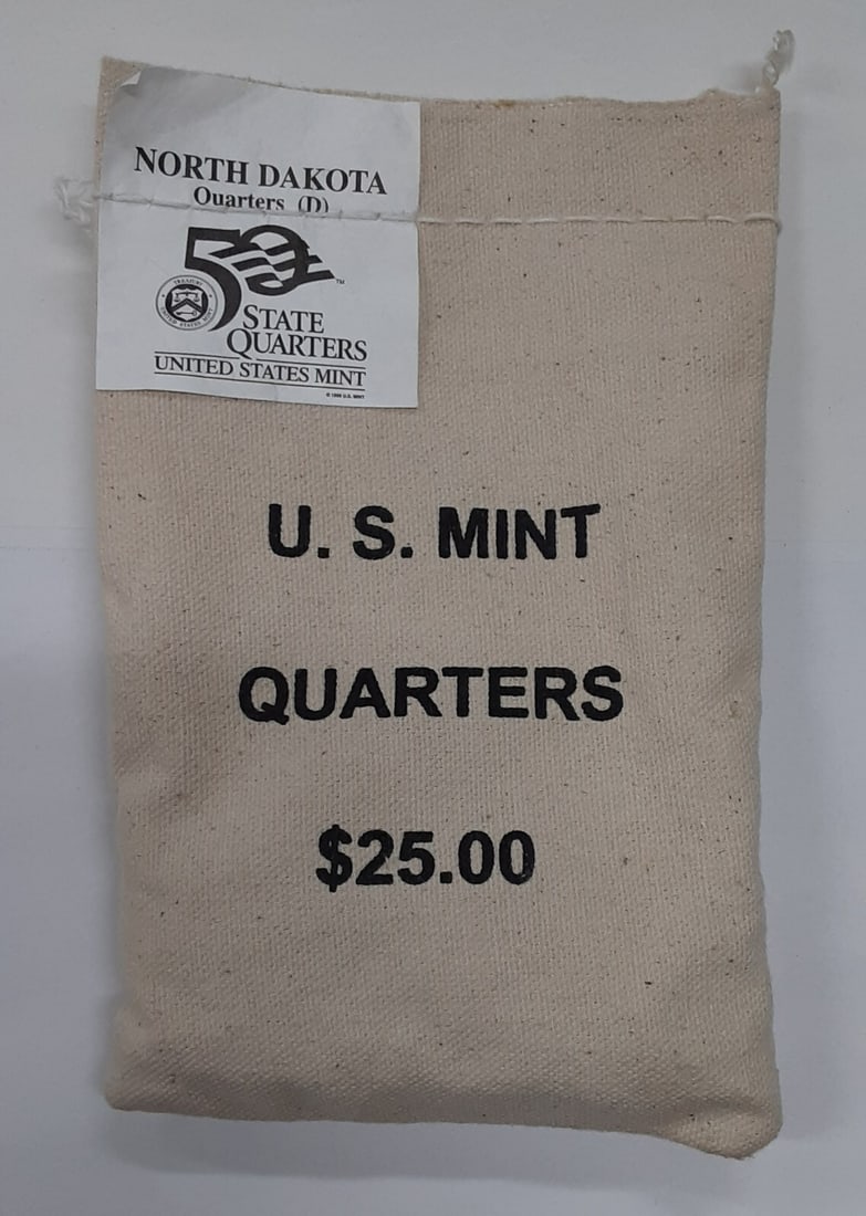 100 Uncirculated 2006-D North Dakota State Quarters Mint Bag: 100 Uncirculated 2006-D North Dakota State Quarters Mint Bag This offering includes an original mint-sewn bag from the Denver Mint containing 100 uncirculated 2006-D North Dakota Statehood quarters, t