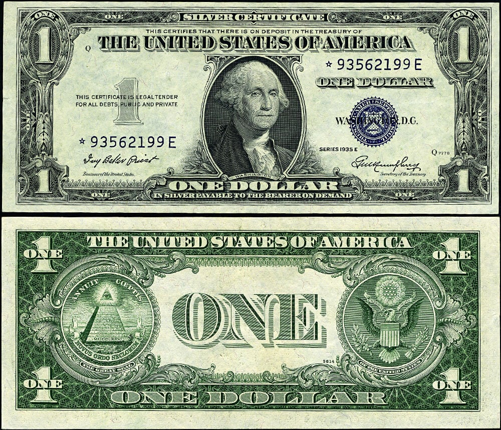 1935-E $1 Silver Certificate FR. 1614 Uncirculated Choice CU: 1935-E $1 Silver Certificate FR. 1614 Uncirculated Choice CU This 1935-E Silver Certificate, designated as FR. 1614, is a stunning piece for any collector. It features excellent paper quality, with br