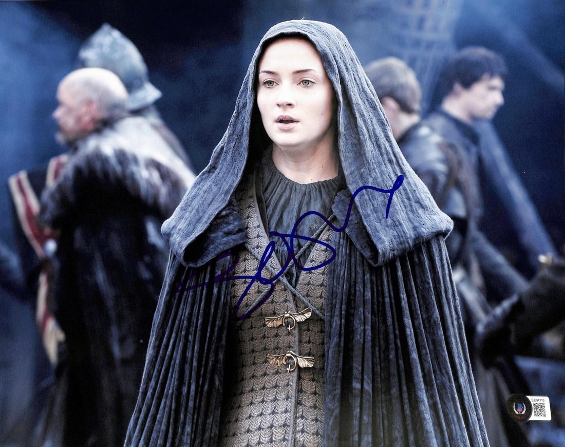11x14 Sophie Turner autographed photo Beckett: 11x14 Sophie Turner autographed photo Beckett This 11x14 photograph features the authentic hand signature of actress Sophie Turner. Best known for her role as Sansa Stark in HBO's Game of Thrones, Sop