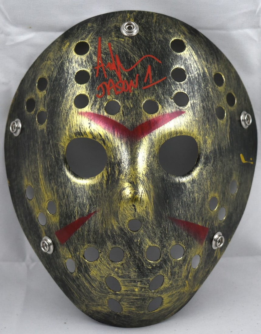 Friday the 13th Gold Jason Mask Signed by Ari Lehman Beckett Authenticated (1 of 2)