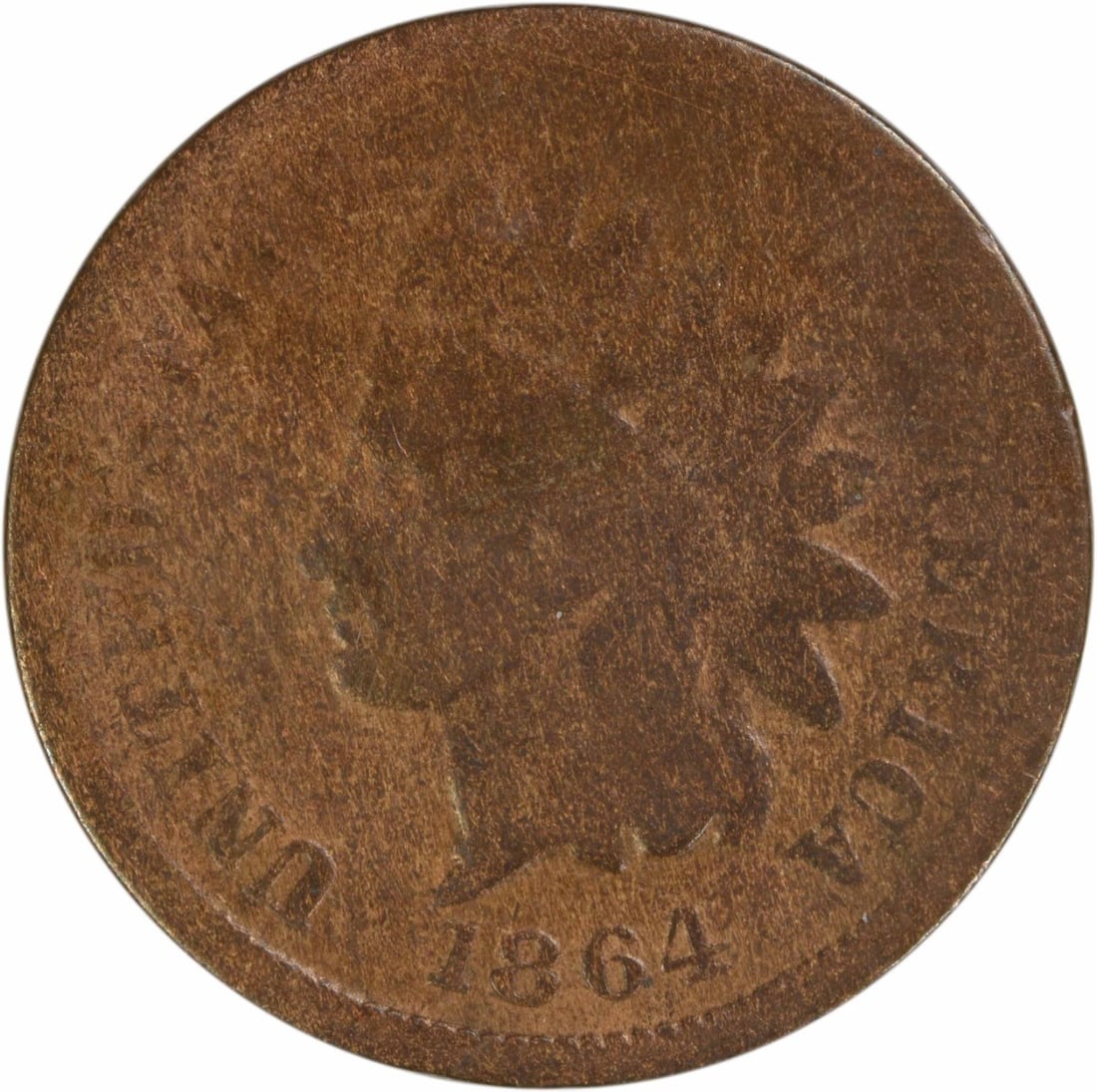 1864 Indian Head Small Cent G Uncertified: 1864 Indian Head Small Cent G Uncertified This 1864 Indian Head Cent features the 'L on Ribbon' variety and was struck at the Philadelphia Mint. Composed of 95% copper with 5% tin and zinc, this circu