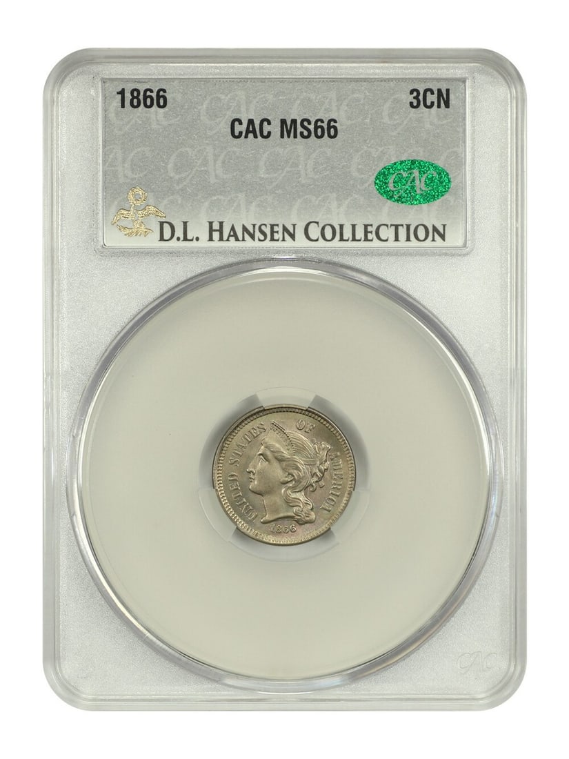 CACG MS66 1866 Three Cent Nickel (1 of 4)