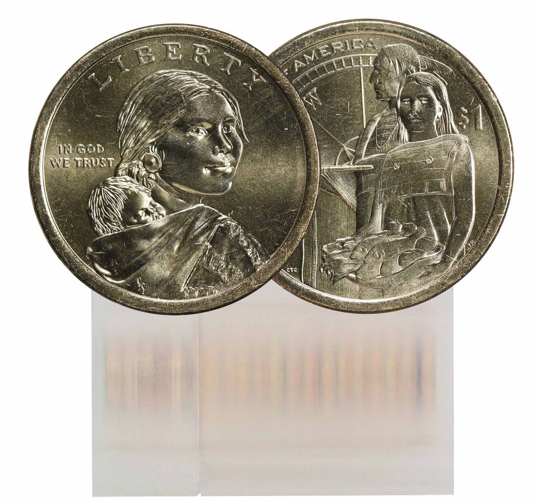 25-Coin Roll 2014-D Sacagawea Native American Dollar Brass: 25-Coin Roll 2014-D Sacagawea Native American Dollar Brass This listing features a 25-coin roll of 2014-D Native American (Sacagawea) Dollar coins. Each coin is uncirculated and was minted at the Denv