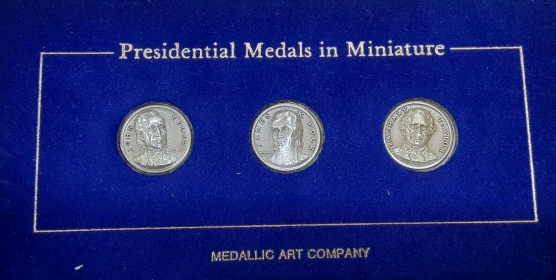 Set of Three .925 Silver Presidential Medals Tyler Polk Taylor by MACO (1 of 2)