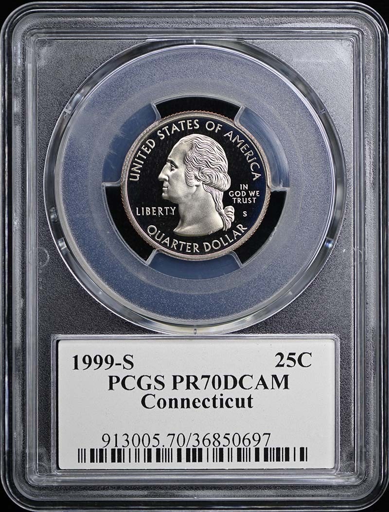 1999-S Washington Quarter PCGS PR70DCAM Connecticut Edition (1 of 2)