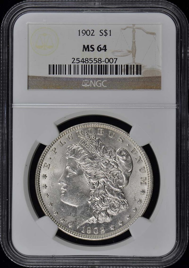 1902 Morgan Silver Dollar NGC MS64 Certified Uncirculated: 1902 Morgan Silver Dollar NGC MS64 Certified Uncirculated This 1902 Morgan Dollar is a stunning piece, certified by NGC with a grade of MS64, indicating its uncirculated condition. Minted in Philadelp