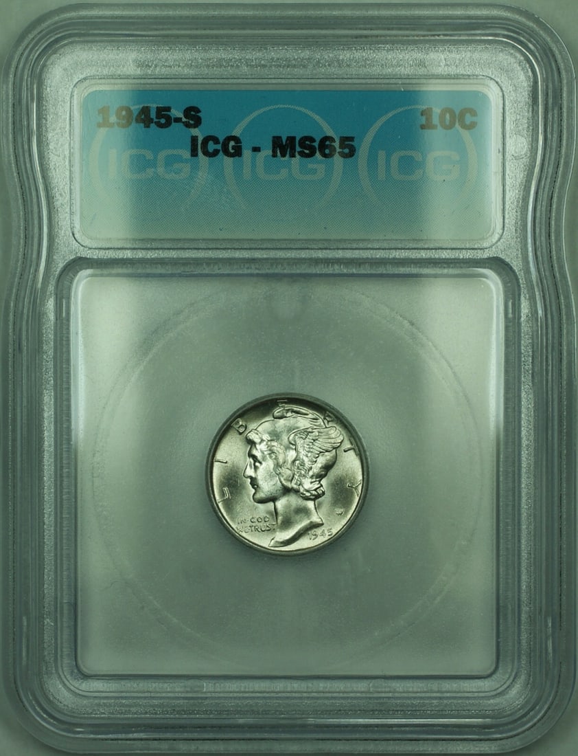 ICG MS-65 1945-S Mercury Silver 10c Dime (1 of 2)
