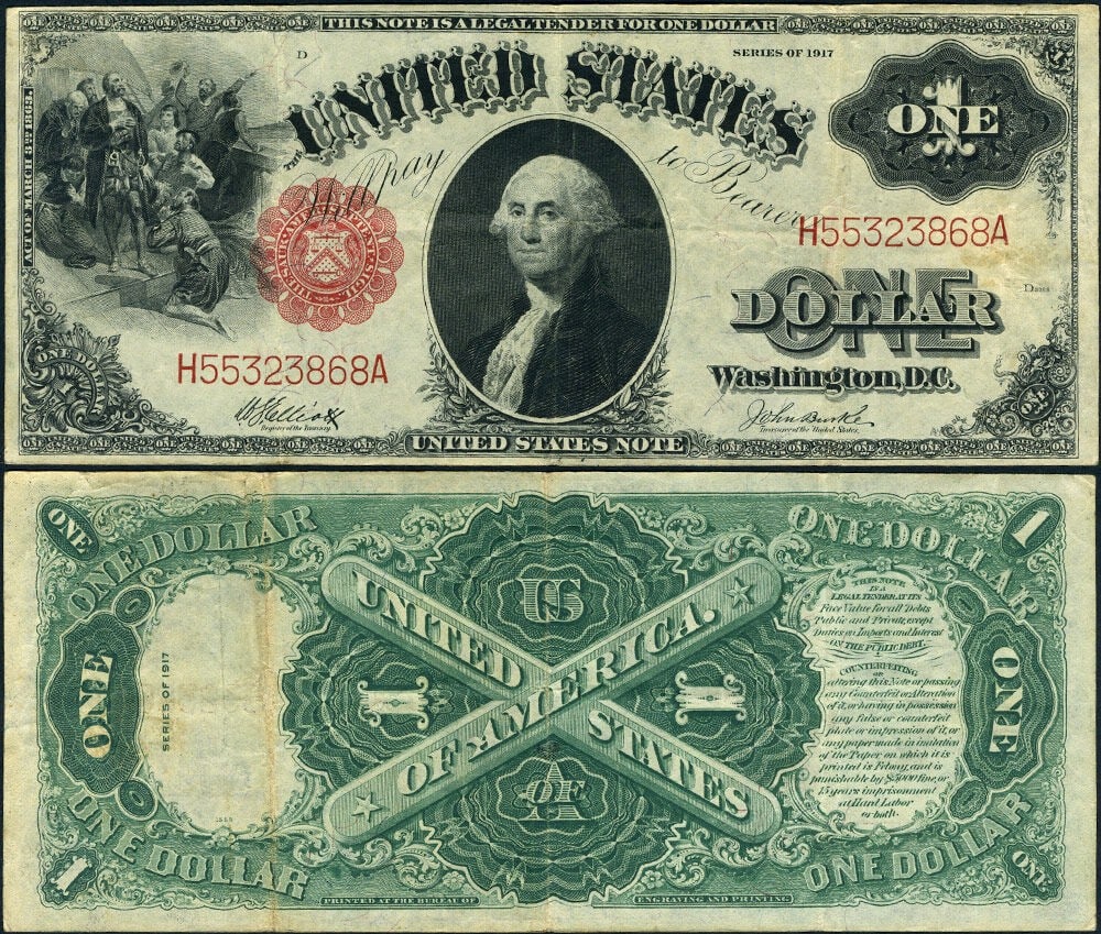 1917 United States $1 Legal Tender Note FR 37 VF+ (1 of 3)
