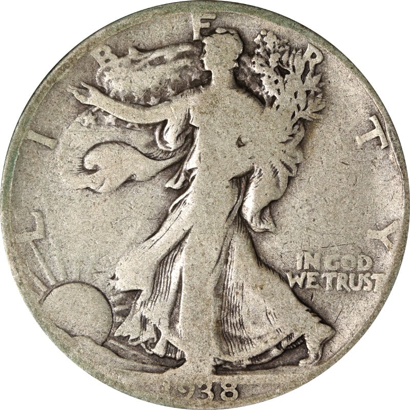 1938-D Walking Liberty Half Dollar Key Date Silver: 1938-D Walking Liberty Half Dollar Key Date Silver This 1938-D Walking Liberty Half Dollar is a key date coin from the United States. Composed of 90% silver, it originates from the Denver Mint and is 