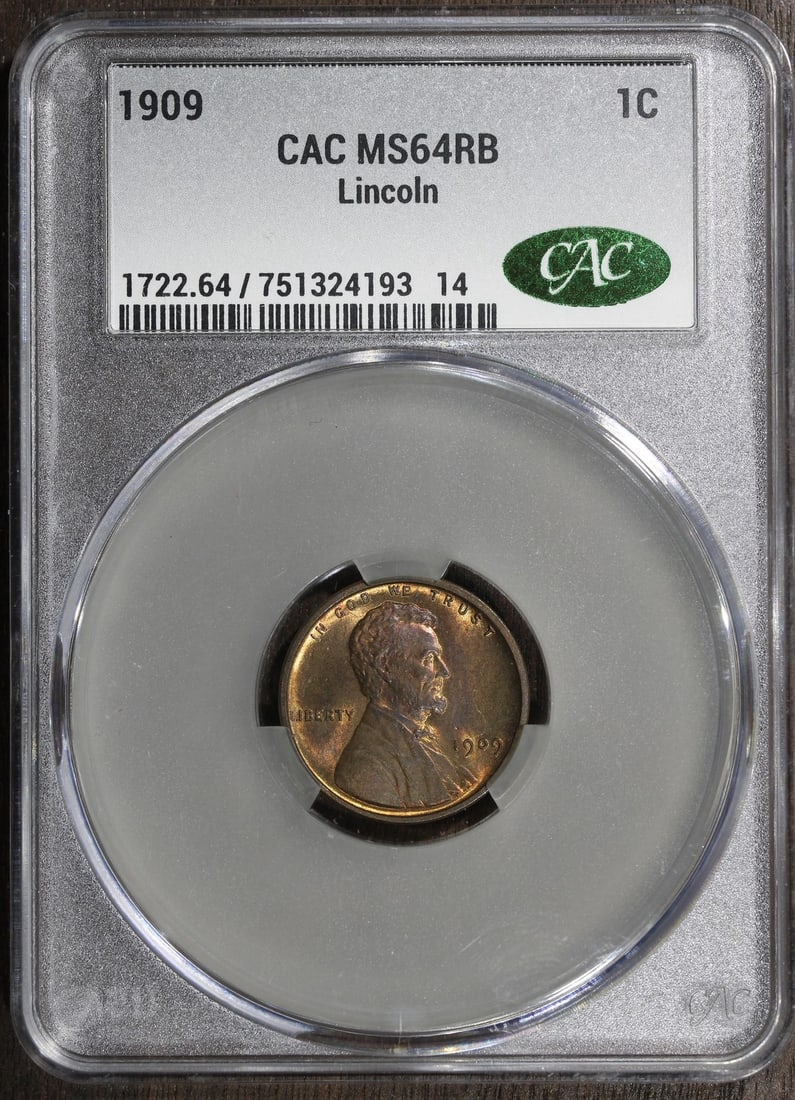 1909 Lincoln Wheat Cent MS64RB CACG First Year (1 of 2)