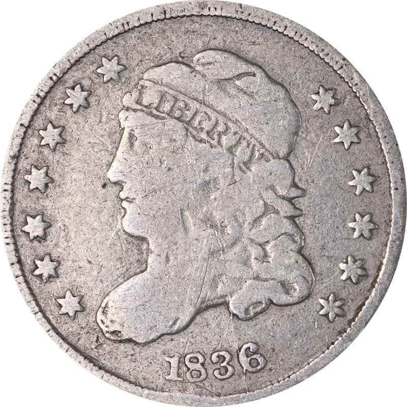 1836 Silver Bust Half Dime Uncertified Circulated: 1836 Silver Bust Half Dime Uncertified Circulated This is an 1836 Bust Half Dime from the United States. The coin is composed of silver and is in circulated, pre-owned condition. It is uncertified. Sp