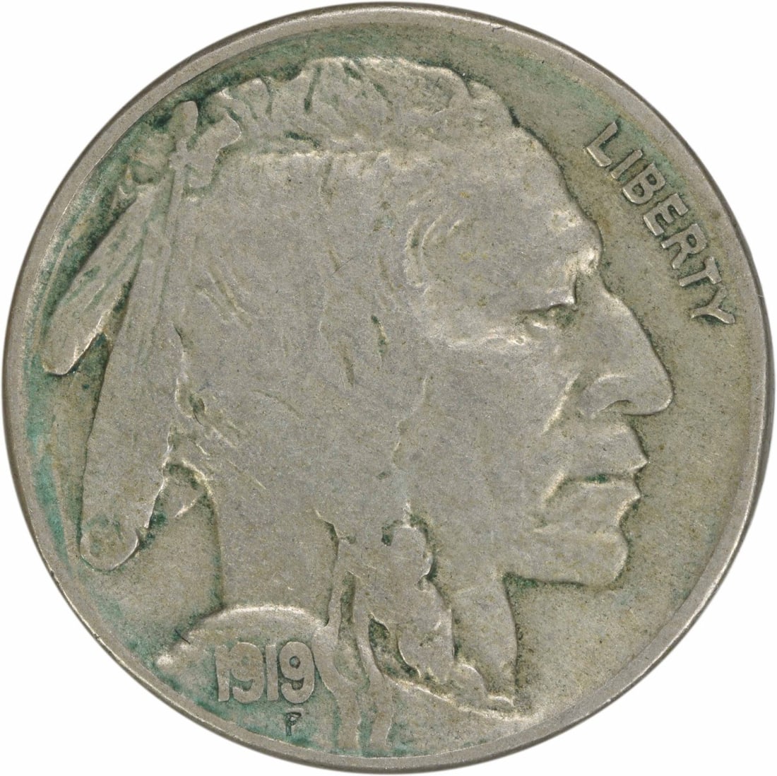 1919-S Buffalo Nickel 5C F Uncertified Coin by James Earle Fraser: 1919-S Buffalo Nickel 5C F Uncertified Coin by James Earle Fraser This 1919-S Buffalo Nickel is a classic piece of American numismatics, featuring the iconic design by James Earle Fraser. Struck in Sa