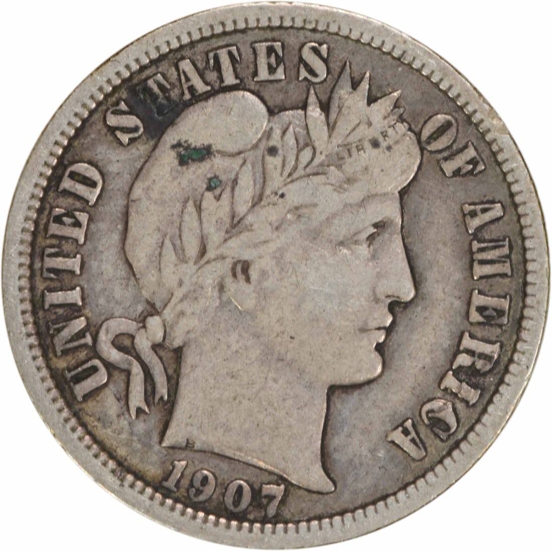 1907-O Barber Silver Dime 10C VF Uncertified United States: 1907-O Barber Silver Dime 10C VF Uncertified United States This 1907-O Barber Silver Dime features a vintage design created by Charles E. Barber. Struck in New Orleans, this coin is part of the United