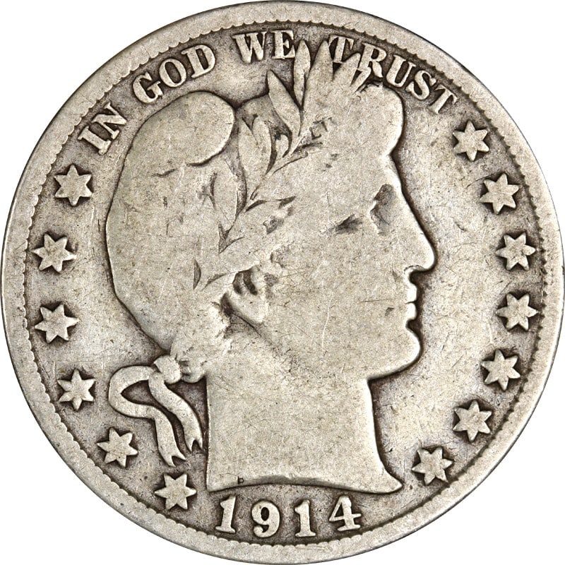 1914 S Silver Barber Half Dollar (1 of 2)