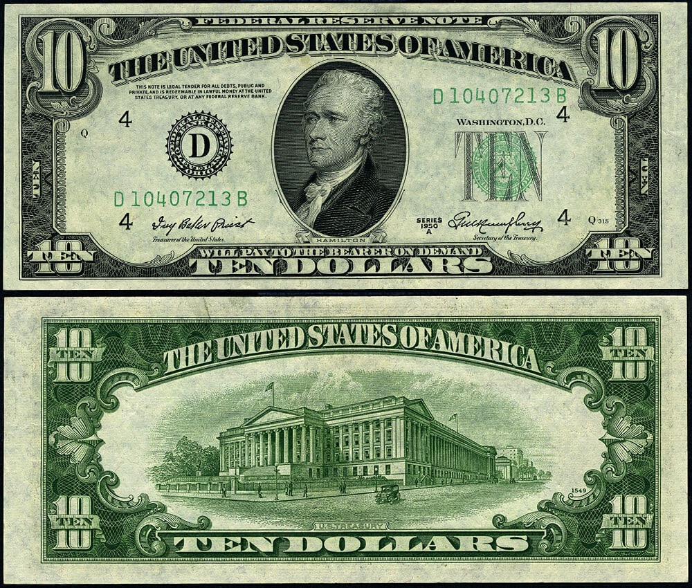 1950-A $10 Federal Reserve Note Cleveland Gem CU Uncirculated (1 of 3)