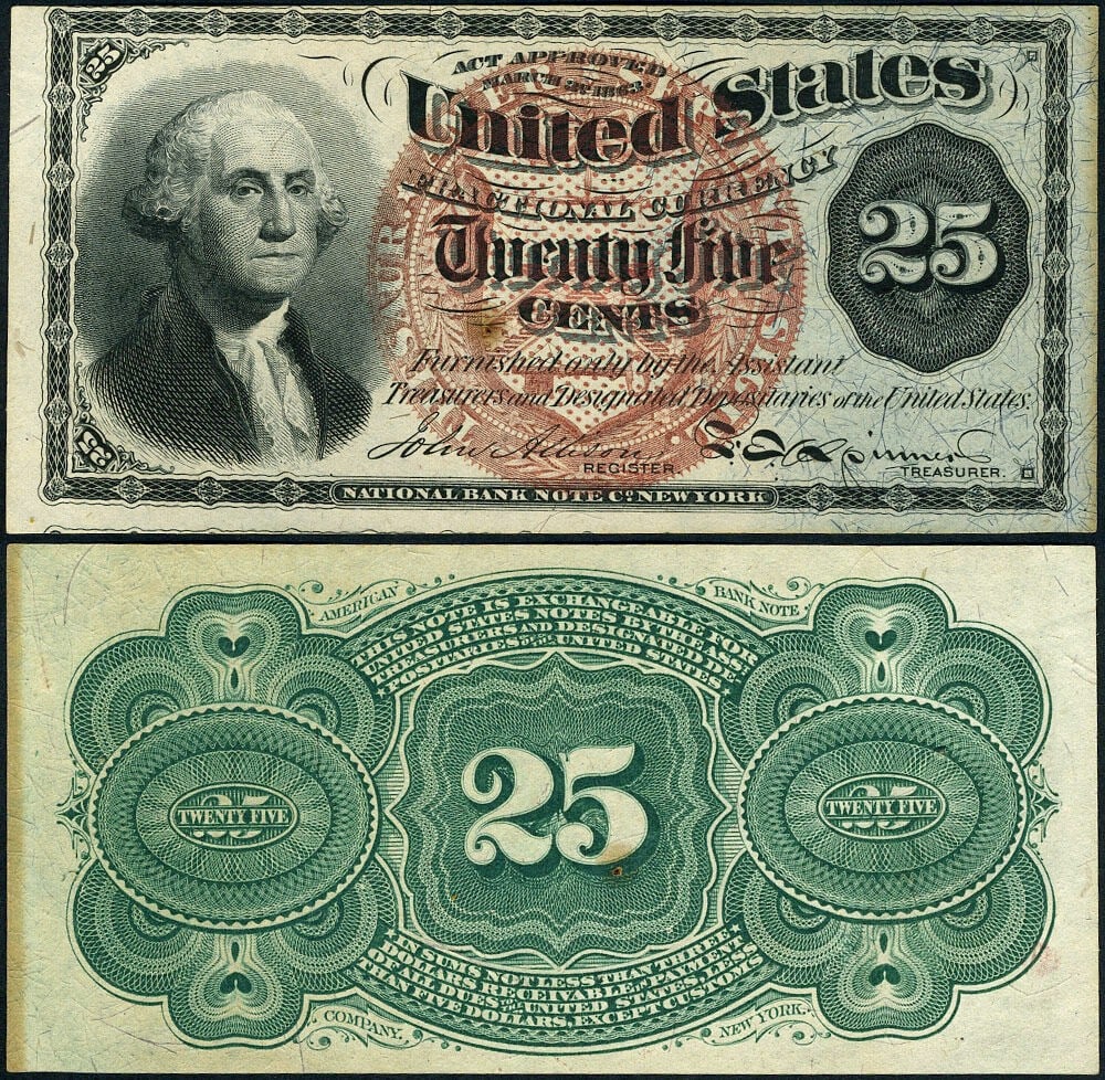FR. 1303 25 Cent 4th Issue Fractional Note Choice Uncirculated: FR. 1303 25 Cent 4th Issue Fractional Note Choice Uncirculated This 25 cent fractional note, classified as FR. 1303 from the 4th Issue, is in uncirculated condition with a grade of Choice CU. Featurin