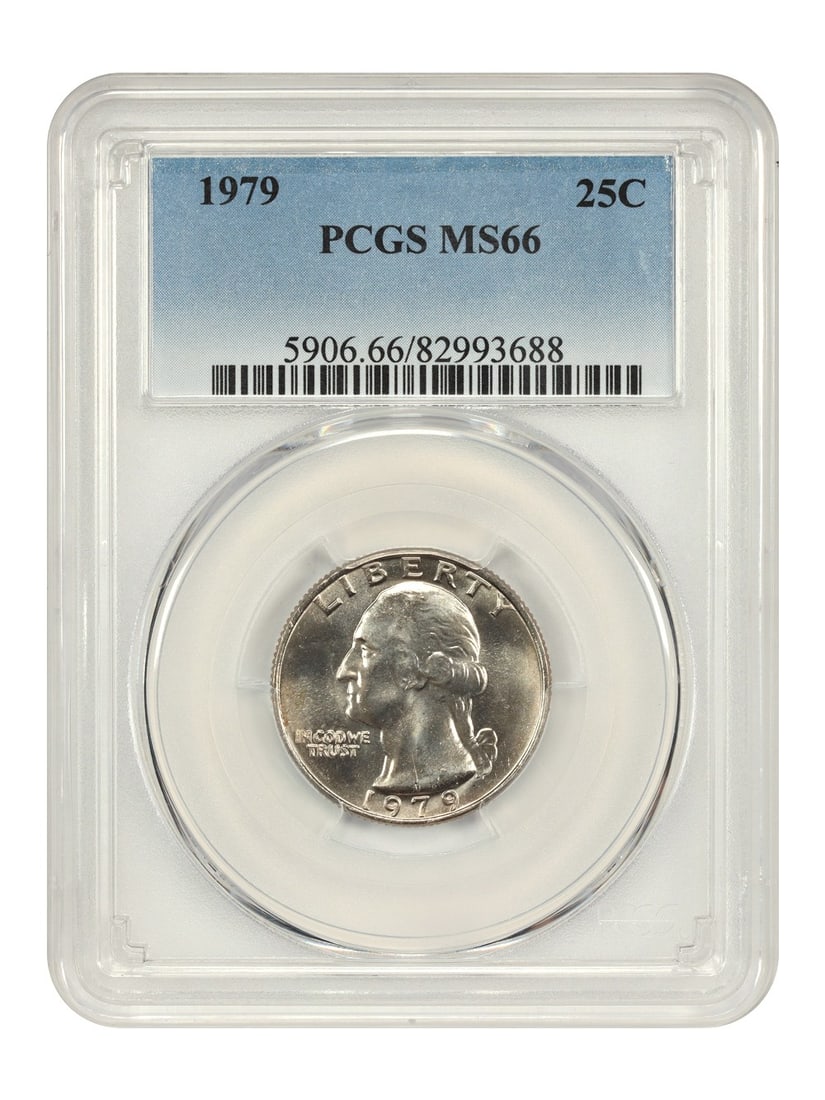 1979 Philadelphia 25C Quarter PCGS MS66 Uncirculated: 1979 Philadelphia 25C Quarter PCGS MS66 Uncirculated This is a 1979 Washington Quarter graded MS66 by PCGS. The coin is uncirculated and was minted in Philadelphia. It belongs to the Washington Quarte