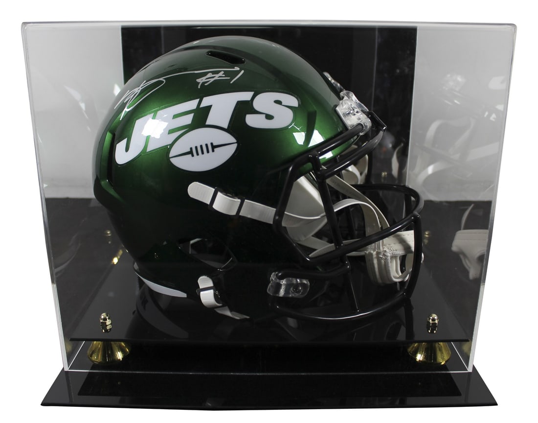 Ahmad Sauce Gardner Signed Jets Speed Replica Helmet With UV Display Case BAS Authenticated: Ahmad Sauce Gardner Signed Jets Speed Replica Helmet With UV Display Case BAS Authenticated This full-size Speed replica helmet, representing the New York Jets from 2019-2023, has been personally sign