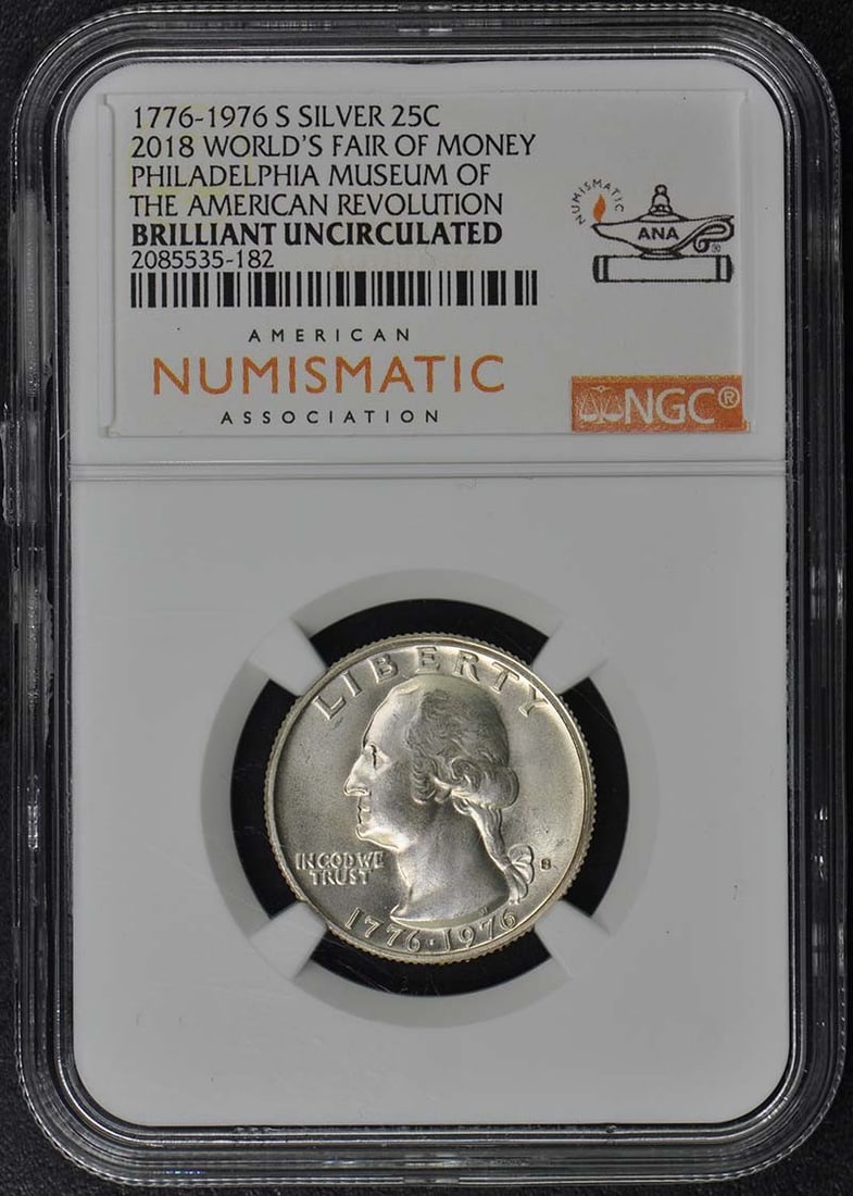 NGC MS60 1976-S Silver Washington Quarter ANA 2018 World's Fair Label (1 of 2)