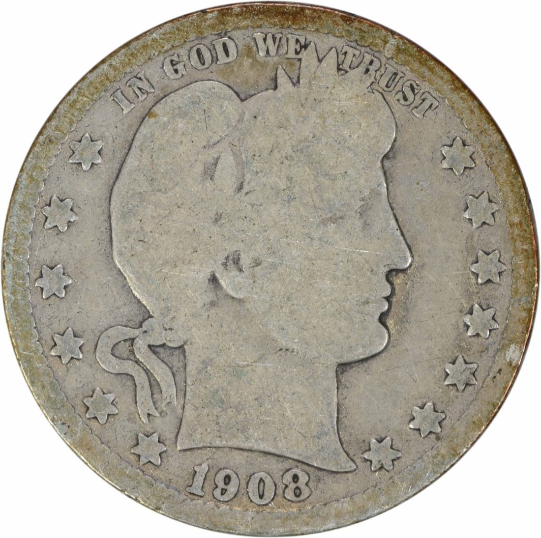 1908-S Barber Silver Quarter 25C G Uncertified 90% Silver: 1908-S Barber Silver Quarter 25C G Uncertified 90% Silver This 1908-S Barber Silver Quarter is a notable collectible coin, originating from the United States. The coin was minted in San Francisco and 