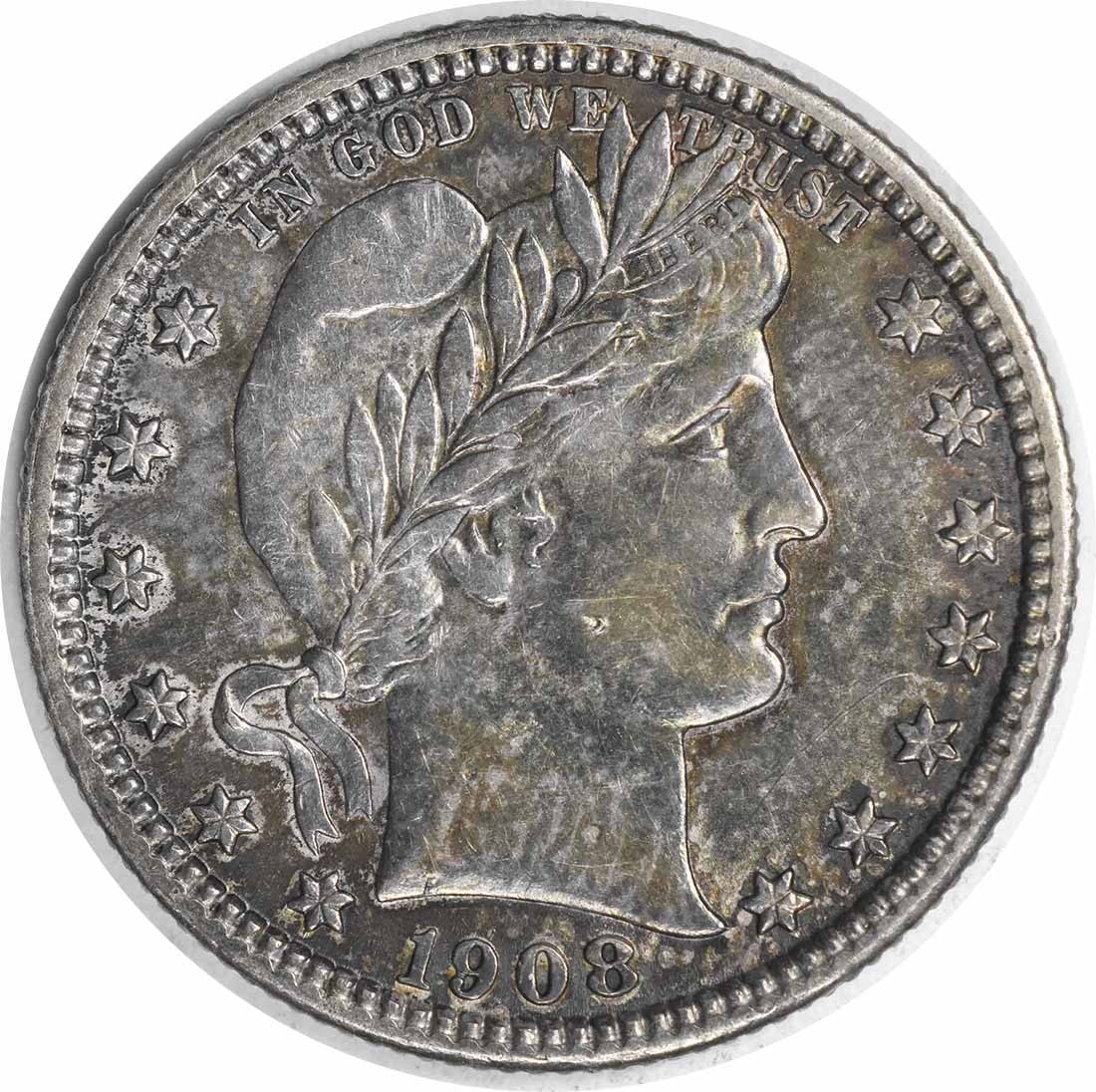 1908 San Francisco Barber 25C Silver Quarter AU Grade Uncertified (1 of 2)