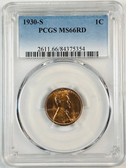 PCGS MS-66 RD 1930-S Lincoln Wheat Cent (1 of 2)