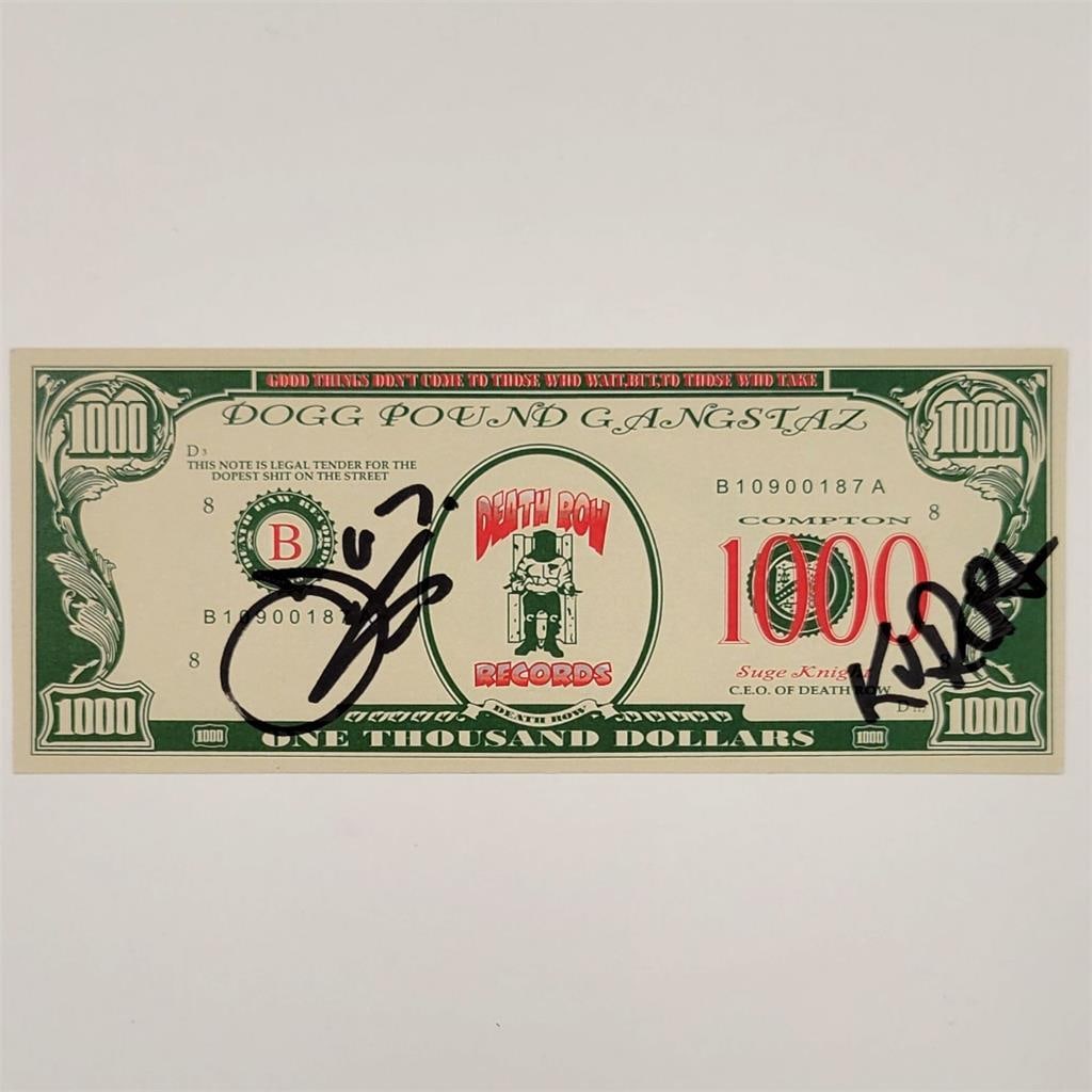 Dogg Pound Currency Autographed by Daz Dillinger and Kurupt Beckett Authenticated: Dogg Pound Currency Autographed by Daz Dillinger and Kurupt Beckett Authenticated This item features the signatures of Daz Dillinger and Kurupt Ricardo Brown from Dogg Pound, authenticated by Beckett.