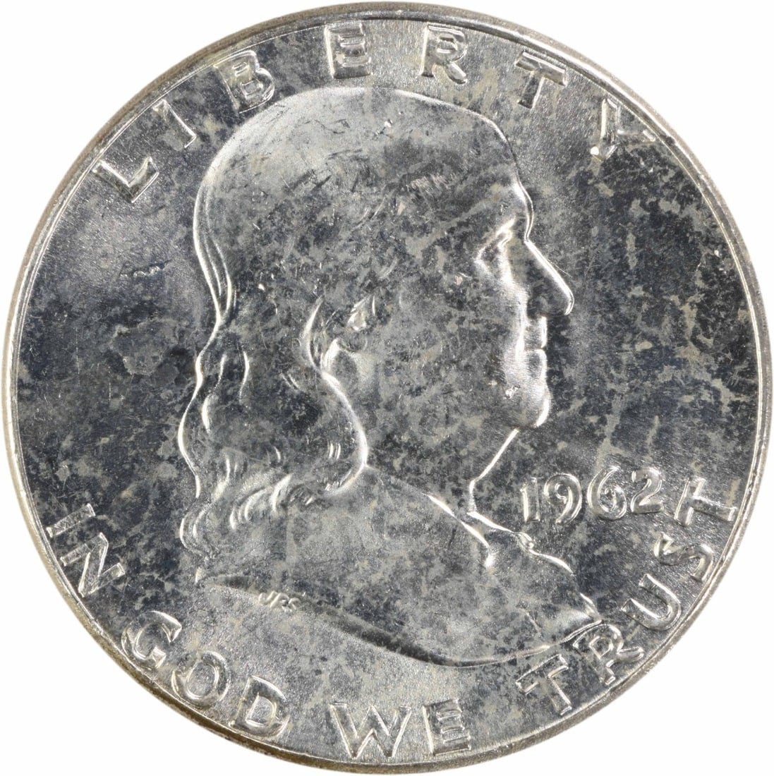 Uncirculated 1962 Silver 50C Franklin Half Dollar Choice BU No Mint Mark: Uncirculated 1962 Silver 50C Franklin Half Dollar Choice BU No Mint Mark This is a 1962 Franklin Half Dollar coin from the United States, featuring a silver composition. The coin is uncirculated and g