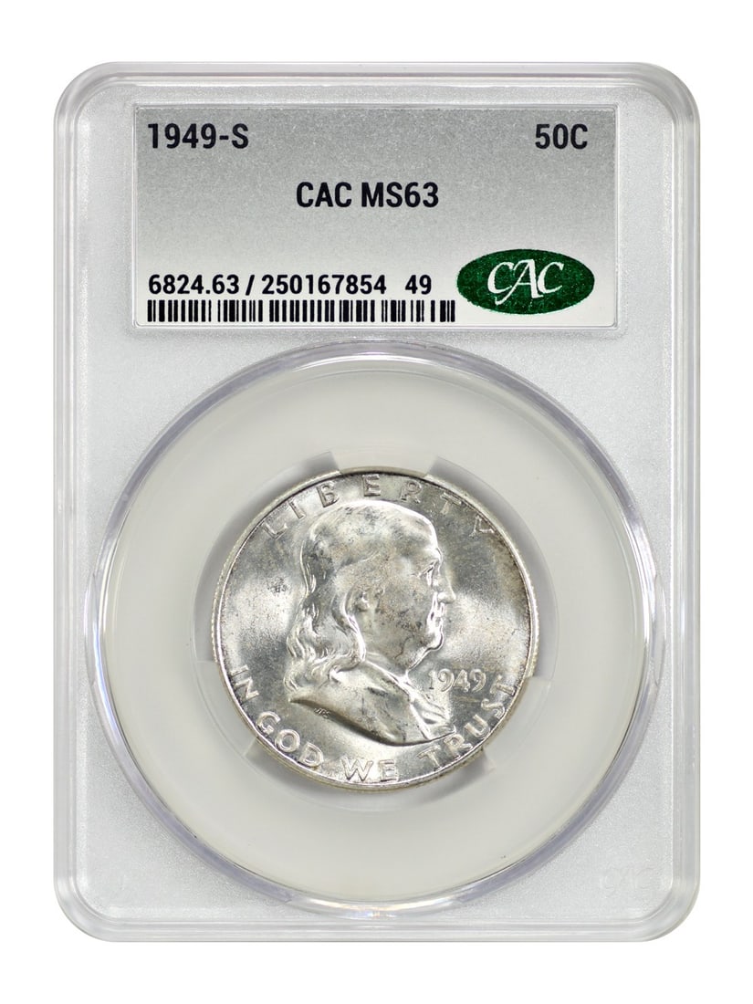 1949-S Franklin Half Dollar CACG MS63 San Francisco Mint Key Date (1 of 4)