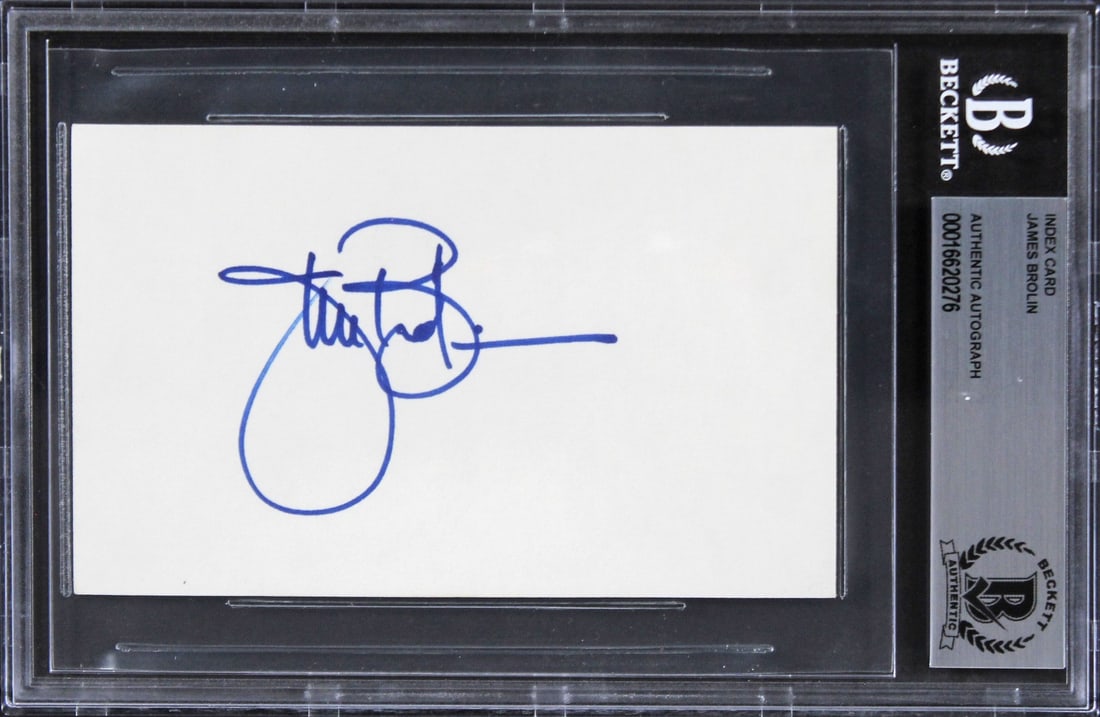 James Brolin Autographed 3x5 Index Card The Amityville Horror Beckett Authenticated: James Brolin Autographed 3x5 Index Card The Amityville Horror Beckett Authenticated This autographed 3x5 index card features the signature of James Brolin, renowned for his role in "The Amityville Hor