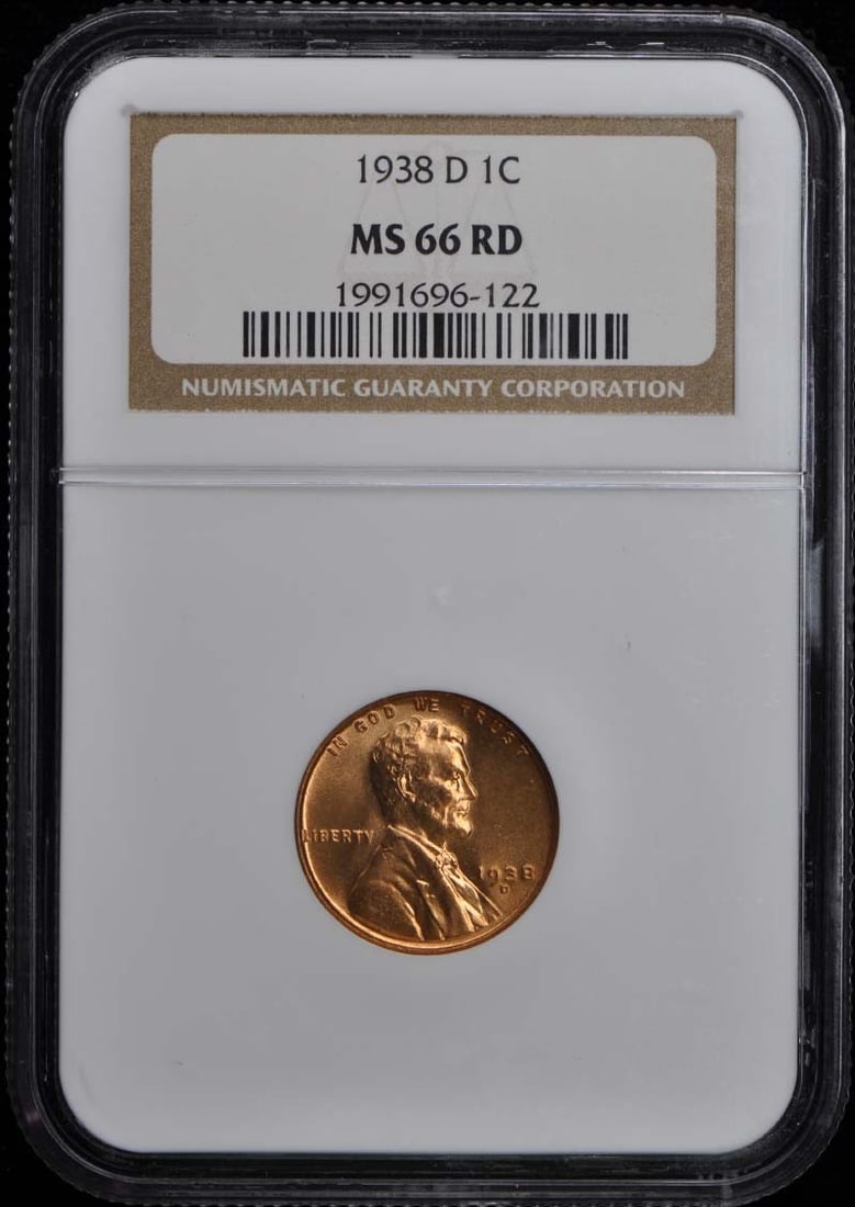 1938-D Lincoln Cent NGC MS66 RD Uncirculated Coin: 1938-D Lincoln Cent NGC MS66 RD Uncirculated Coin This 1938-D Lincoln Cent is certified by NGC with a grade of MS66 RD, indicating its exceptional quality. Struck in Philadelphia, this uncirculated co