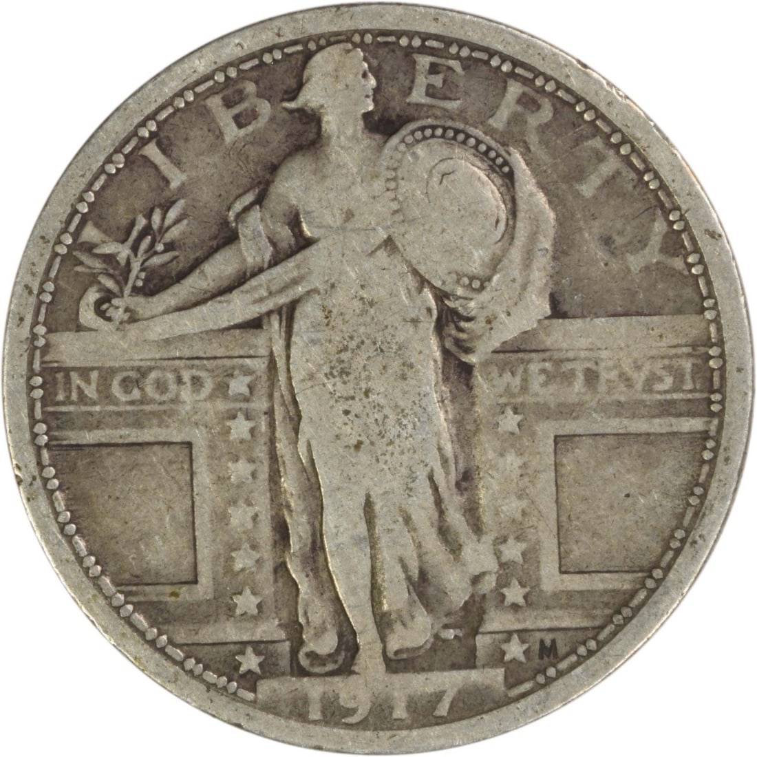 1917 Standing Liberty Quarter Type 1 Uncertified 90 Silver Philadelphia: 1917 Standing Liberty Quarter Type 1 Uncertified 90 Silver Philadelphia This 1917 Standing Liberty Quarter is a circulated coin from the Philadelphia Mint, featuring the Type 1 design by Hermon A. Mac