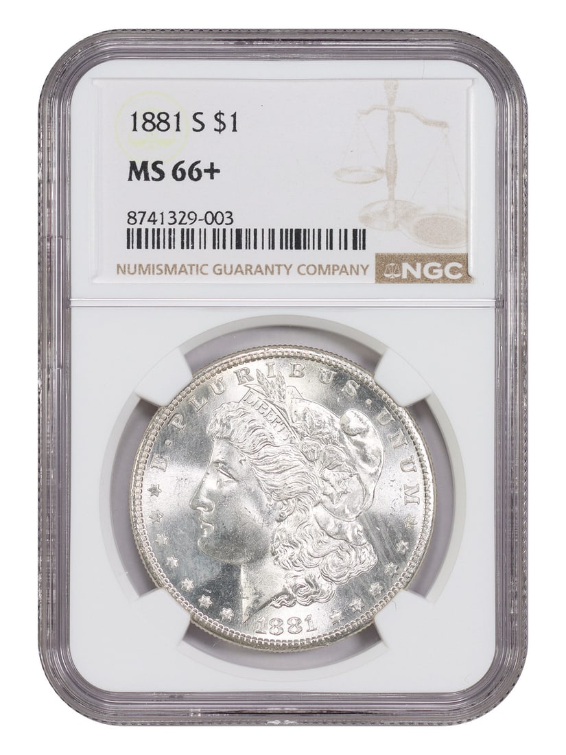 NGC MS66 Plus 1881-S San Francisco Morgan Dollar: NGC MS66 Plus 1881-S San Francisco Morgan Dollar This 1881 Morgan Dollar was minted in San Francisco and is certified by NGC with a grade of MS66+. The coin is uncirculated and remains in pre-owned co