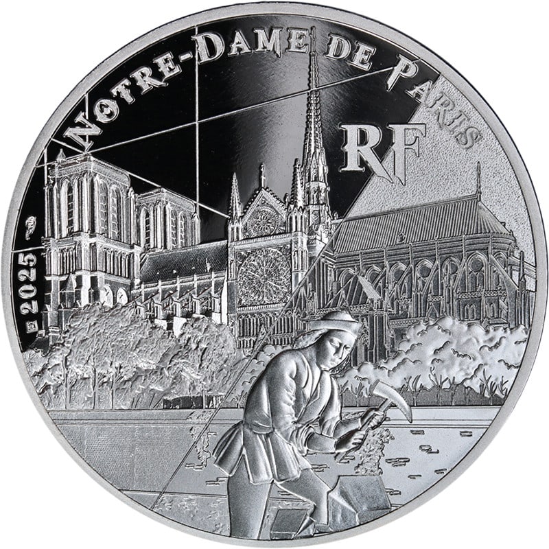 2025 France 22.2g Silver Proof Notre Dame Cathedral UNESCO Coin: 2025 France 22.2g Silver Proof Notre Dame Cathedral UNESCO Coin Celebrate the architectural marvel of Notre Dame Cathedral with this exquisite 2025 France 22.2 gram Silver Proof coin. Featuring a stun