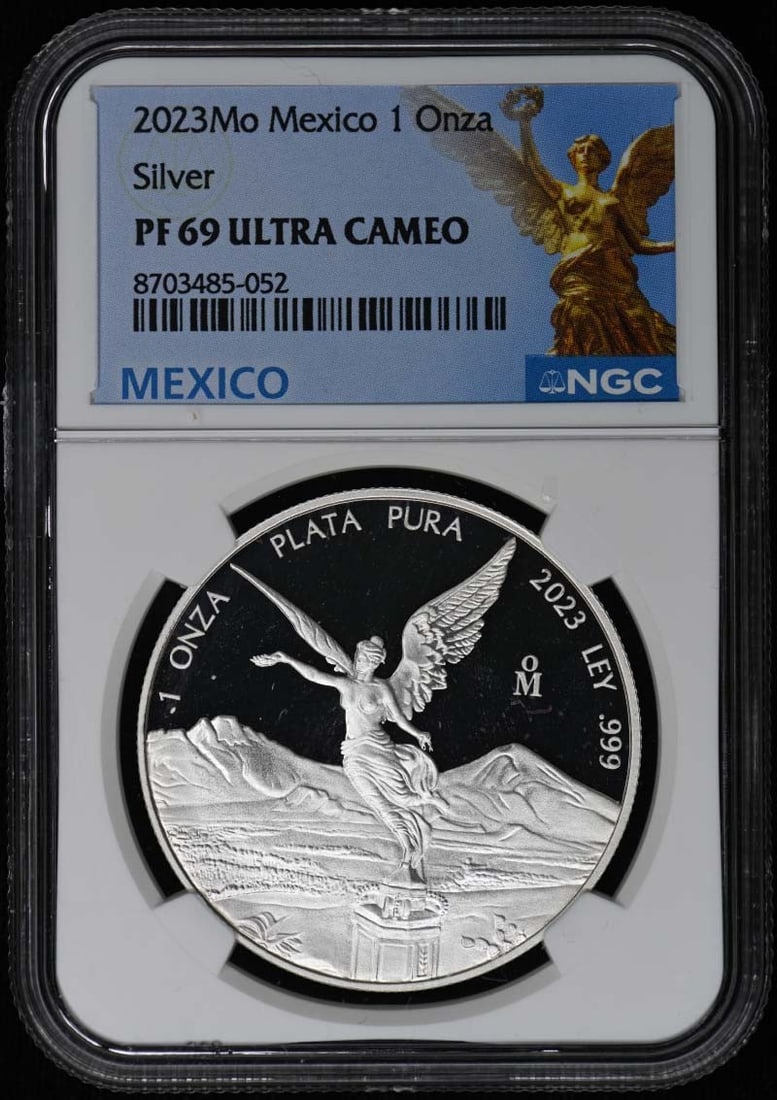2023 Mexico Silver Proof 5 Coin NGC PR69DCAM Onza Set: 2023 Mexico Silver Proof 5 Coin NGC PR69DCAM Onza Set This is a 2023 Mexico Silver 5-piece set featuring 1 Onza, 1/2, 1/4, 1/10, and 1/20 denominations. Each coin in the set is certified by NGC with a