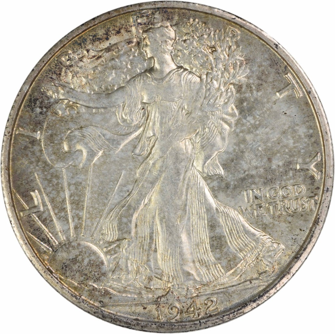 1942 San Francisco Liberty Walking Half Dollar 90 Silver AU Uncertified: 1942 San Francisco Liberty Walking Half Dollar 90 Silver AU Uncertified This 1942-S Walking Liberty Half Dollar is a circulated coin, featuring the iconic design by Adolph Alexander Weinman. Struck at