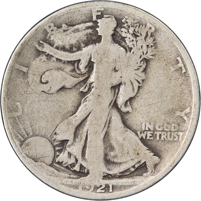 1921-D Silver Walking Liberty Half Dollar Key Date G+ (1 of 2)