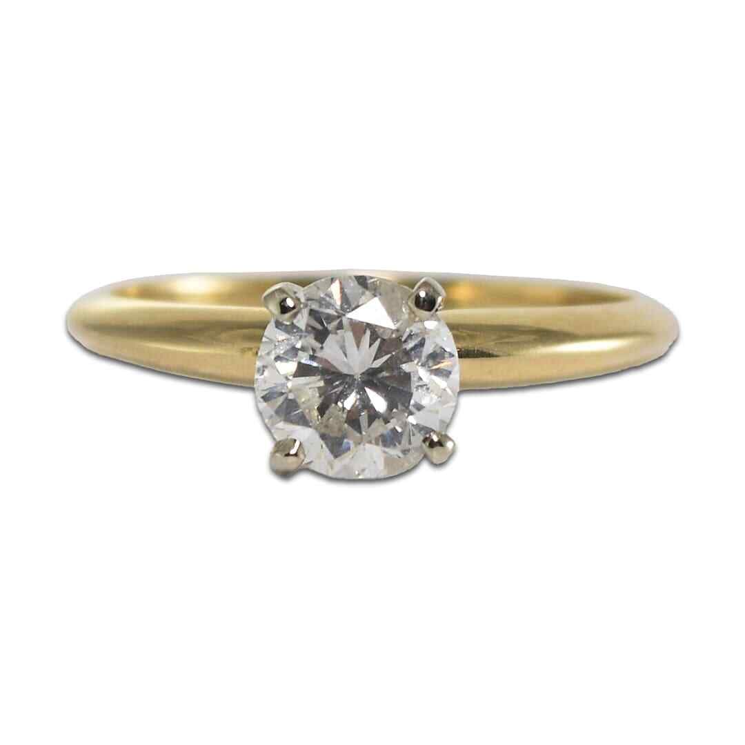 14k Yellow Gold Round Brilliant Diamond Solitaire Engagement Ring (1 of 6)