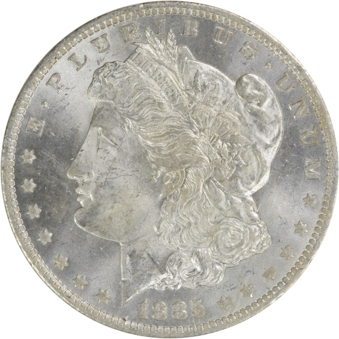 Uncertified 1885-O Morgan Dollar Silver Coin Choice Brilliant Uncirculated: Uncertified 1885-O Morgan Dollar Silver Coin Choice Brilliant Uncirculated This 1885-O Morgan Silver Dollar is a Choice Brilliant Uncirculated (BU) coin. It was minted in New Orleans and remains uncer