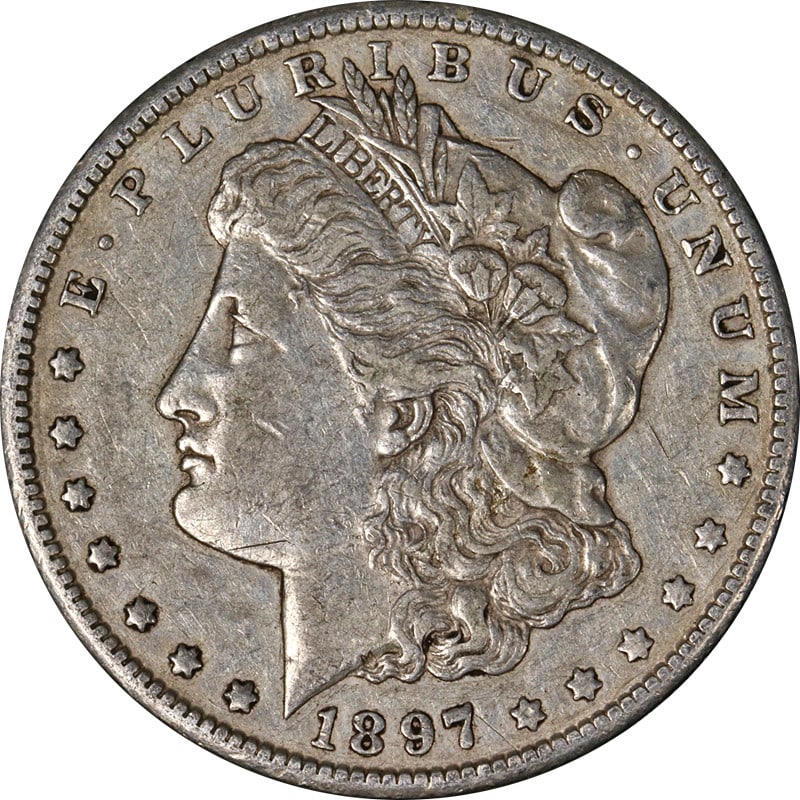 Circulated 1897-S Morgan Dollar 90 Percent Silver San Francisco Mint: Circulated 1897-S Morgan Dollar 90 Percent Silver San Francisco Mint This 1897-S Morgan Silver Dollar is a beautifully circulated coin, ideal for collectors looking to enhance their sets. It features 