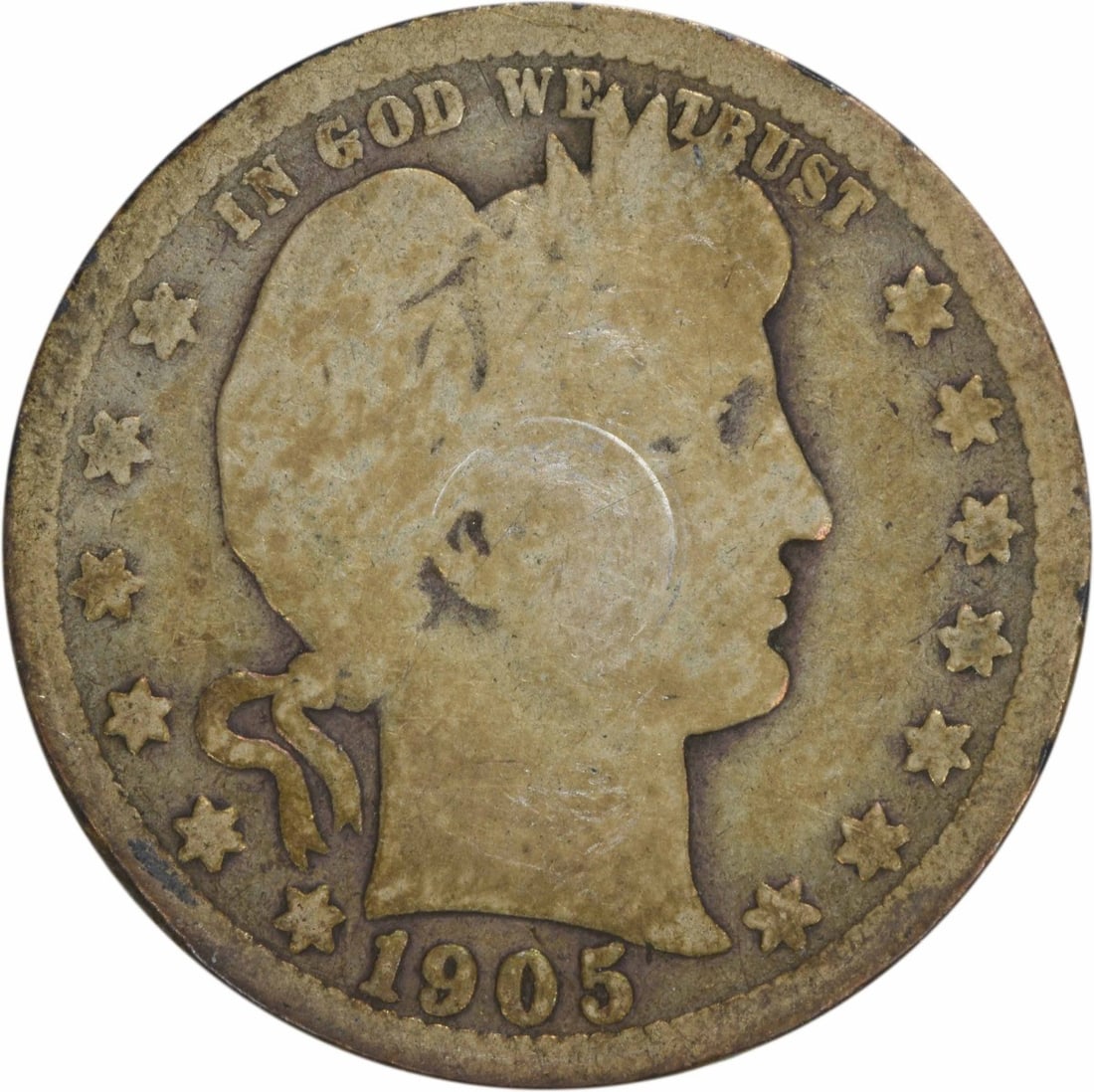 1905-O Barber Silver Quarter 25C Uncertified Coin: 1905-O Barber Silver Quarter 25C Uncertified Coin This 1905-O Barber Silver Quarter is a notable collectible coin from the United States. It features the iconic design by Charles E. Barber, representi