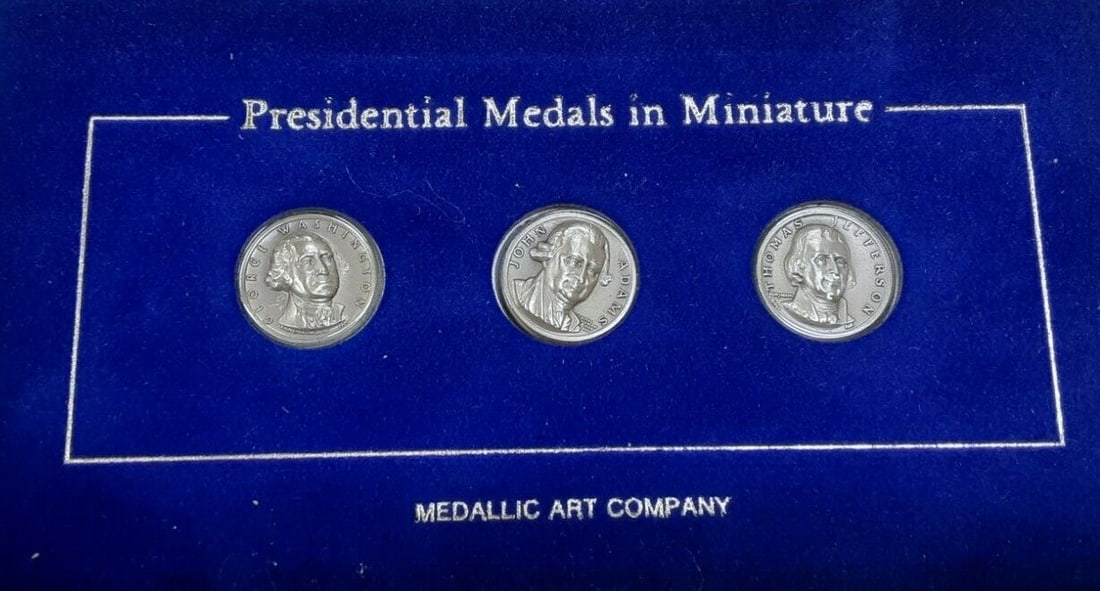 Medallic Art Co Sterling Presidential Mini Medals Washington Adams Jefferson (1 of 2)