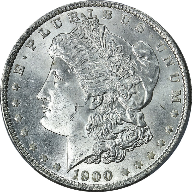 1900-P Morgan Silver Dollar PCGS MS65 Blazing White Gem Coin: 1900-P Morgan Silver Dollar PCGS MS65 Blazing White Gem Coin This stunning 1900-P Morgan Silver Dollar is graded PCGS MS65, showcasing a blazing white gem with exceptional luster and a strong strike. 