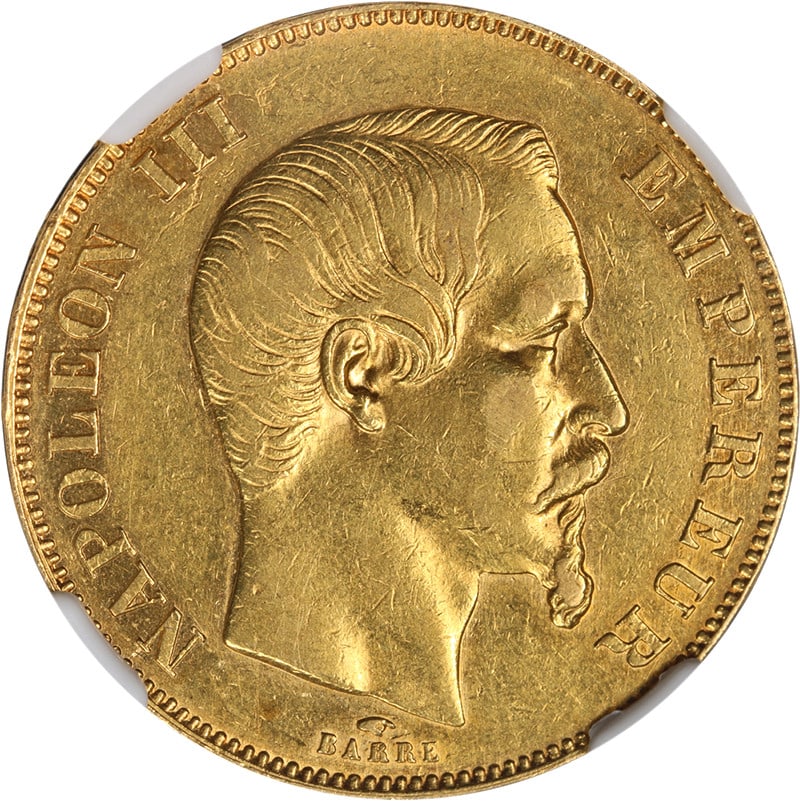1857 A France Gold 50 Franc Coin NGC AU Details Certified: 1857 A France Gold 50 Franc Coin NGC AU Details Certified This 1857 A France Gold 50 Franc coin showcases a compelling eye appeal, certified by NGC with the designation AU Details, indicating that it 