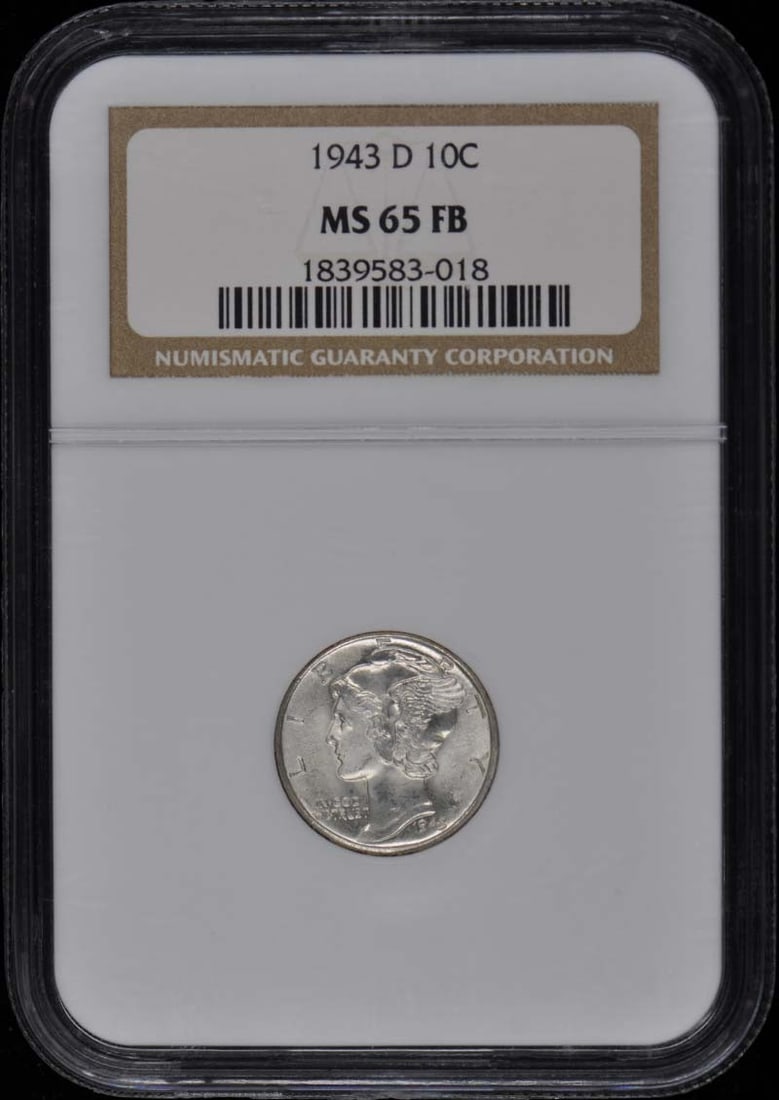 1943-D Mercury Dime NGC MS65FB Uncirculated Denver Coin: 1943-D Mercury Dime NGC MS65FB Uncirculated Denver Coin This 1943-D Mercury Dime is certified by NGC with a certification number of 1839583018-1. It boasts a remarkable grade of MS65, indicating its u